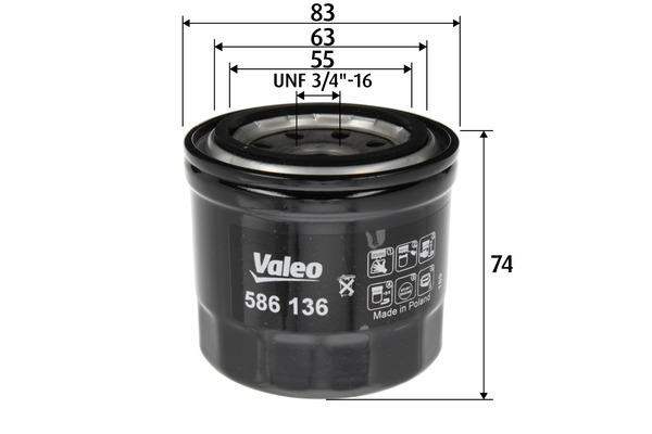VALEO 586136 Olejový filtr